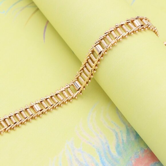 "Elegant Rose Gold Plated Textured Chain Bracelet, XPBL0867 - Picture 6 of 13